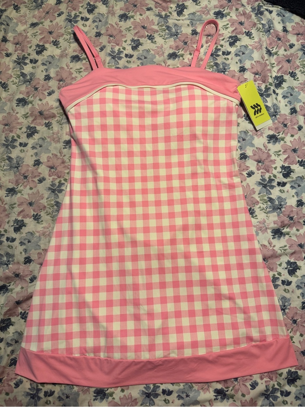 all in motion Pink and White Gingham Mini Dress